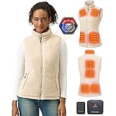 GOTOBI Fuzzy Fleece Heated Vest for Women with 7.4V 16000mAh Battery, Ergonomics Heating System, 9 Zones Women's Heated Vest