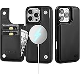 SkyEagle Compatible with Magsafe for iPhone 16 Pro Wallet Case with Card Holder,Women Men Phone Case PU Leather Kickstand Flip Protective Shockproof Cover Credit Card Slots,for Apple 16 Pro6.3,Black