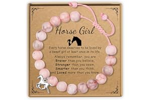 Sereney Christmas Gifts for Girls as Volleyball Softball Soccer Bracelet, Adjustable Pink Beaded Bracelet as Owl Horse Flamingo Gifts for Women Daughter Niece Sister