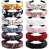 VELSCRUN 12 Pack Flower Headbands for Women - Non-Slip Wide Boho Knotted Hair Accessories, Cute Fashion Headbands, Birthday Gift Set