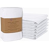 RUVANTI Flour Sack Towels 6 Pack 28x28 Inch, 100% Cotton Tea Towel, Reusable, Machine Washable, Absorbent BarTowels - Dish Cloth Perfect for Drying Dishes & Cleaning - White