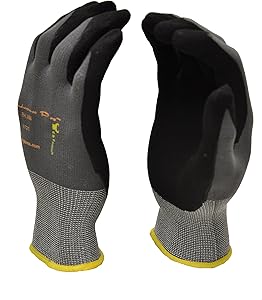 Microfoam Nitrile Coated Work Gloves for General Purposes, Lightweight Work Gloves, 12 Pair Pack, Medium