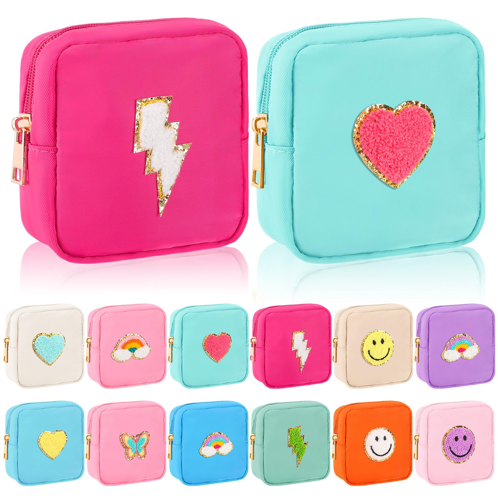 Photo 1 of Umigy 12 Pcs Preppy Cosmetic Bags Graduation Gifts Nylon Mini Makeup Bags Bulk Waterproof Cute Travel Pouch Purse for Woman Girl Gifts DIY Daily Use Storage Organizer