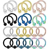 Kridzisw 16G Septum Nose Rings Eyebrow lip Rings Lobe Earrings Hoop 316L Surgical Steel Cartilage Helix Tragus Rook Daith Earrings Hoops Piercing Jewelry for Women Men 6mm 8mm 10mm 12mm 14mm 16mm