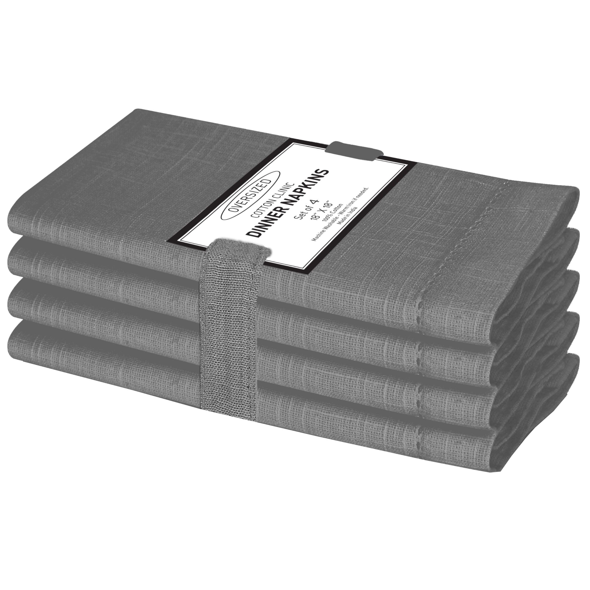 Photo 1 of Cotton Clinic Dinner Napkins Famhouse Style 100% Cotton 18x18 Inch Set of 4 - Soft Durable Reusable Table Napkins for Dining Wedding Parties Holidays Easter and Everyday Use Cloth Napkins Grey