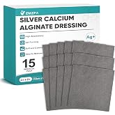 Ag Silver Calcium Alginate Wound Dressing 4" x 4", 15 Packs for Wound Care | Non Stick Pads for Wounds, Soft Silver Dressing for Wound Care, Highly Absorbent Dressing Gauze Pads