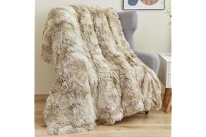 GONAAP Fuzzy Faux Fur Throw Blanket Tie-dye Beige Super Soft Cozy Plush Fuzzy Shaggy Blanket for Couch Sofa Bed (Tie-dye Beige, Throw(50"x60"))