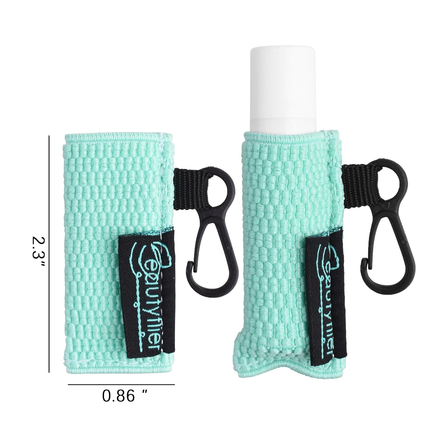 Beautyflier Clip-on Sleeve Chapstick Pouch Keychain Lipstick Holder Elastic Lip Balm Holster Travel Accessories (Black/Hot Pink/Purple/Robin Egg Blue/Pink) : Beauty
