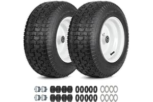 GICOOL 16x6.50-8 Riding Lawn Mower Rubber Tire and Wheel, 2 Pcs Replacement 16x6.5-8nhs Garden Tractor Lawnmower Tyre, Bearing Bore 3/4" & 5/8", 3"-4.5" Centered Hub
