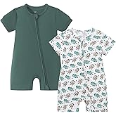 JunNeng 2pcs Baby Boy Footless Sleeper,Rayon from Bamboo Romper with 2 Way Zipper Short Sleeve Infant Summer Outfit