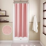Waterproof Narrow Shower Curtain 92x182cm Linen Look Pink view 5