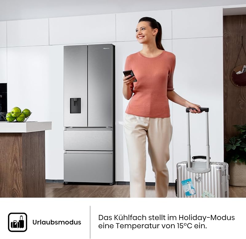RF632N4WIE French Door Kühl-Gefrierkombination/ NoFrostPlus/ Inverter-Kompressor/ Wasserspender/ CrispZone/ 200 cm/ Kühlteil 336 l/ Gefrierteil 149 l/ 38 dB/ 295 kWh/ Jahr/ Inox-Look