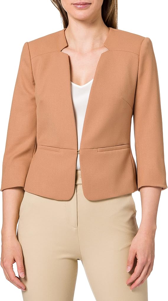Comma Damen Blazer Mit Webstruktur | Stehkragen & Ärmelriegel | Aufgesetzte Taschen | Rückenlänge Ca. 57 Cm (Gr. 36)