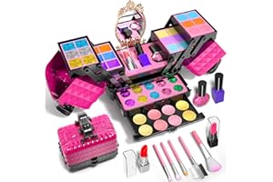 CI VETCH Kids Makeup Kit for Girl, 52 Pcs Pretend Makeup for Toddlers Kids, Washable Non Toxic Make Up for Girls, Pretend Play Toy Makeup Set Birthday for Little Girls Age 3 4 5 6 7 8 Years Old