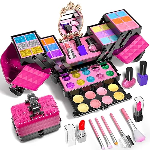 Kids Makeup Kit for Girl, 52 Pcs Pretend Makeup for Toddlers Kids