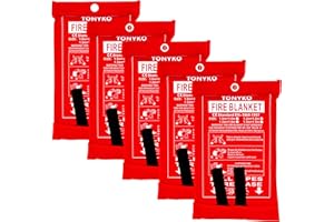 TONYKO 3.9 x 3.9ft Fiberglass Fire Blanket for Emergency Surival, Flame Retardant Protection and Heat Insulation (White-5PACK)