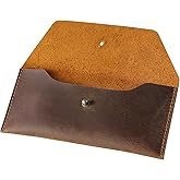 Ringsun Leather Money Cash Envelopes Wallet for Men, Money Bag Pouch Reusable Budget Envelope Wallet, Retro Clutch Wallet, Brown