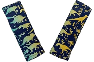 CULCLENDY Baby Car Seat Neck Cover, Car Seat Strap Cover, Seat Belt Cushions Pads, Shoulder Strap Protectors, Reversible Pram Harness Covers in Minky Dinosaur, Baby Neck Pad Protector