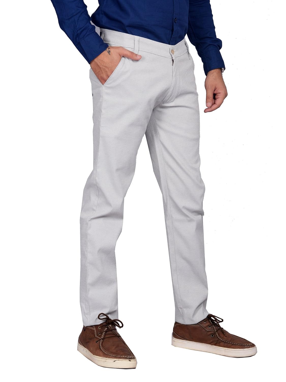 swiss navy men's light gray cotton casual trousers chinos style(bottom)