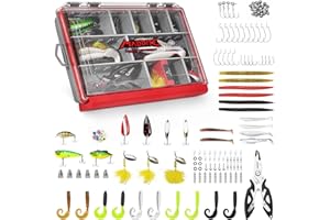 MadBite by KastKing Pro Fishing Lures Kit, 71/143pcs Fishing Gear kit with 3600 Waterproof Tackle Box & Pliers - Expert-Approved for Bass, Trout, Panfish, 8/13 Pre-Rigged Setups for Freshwater