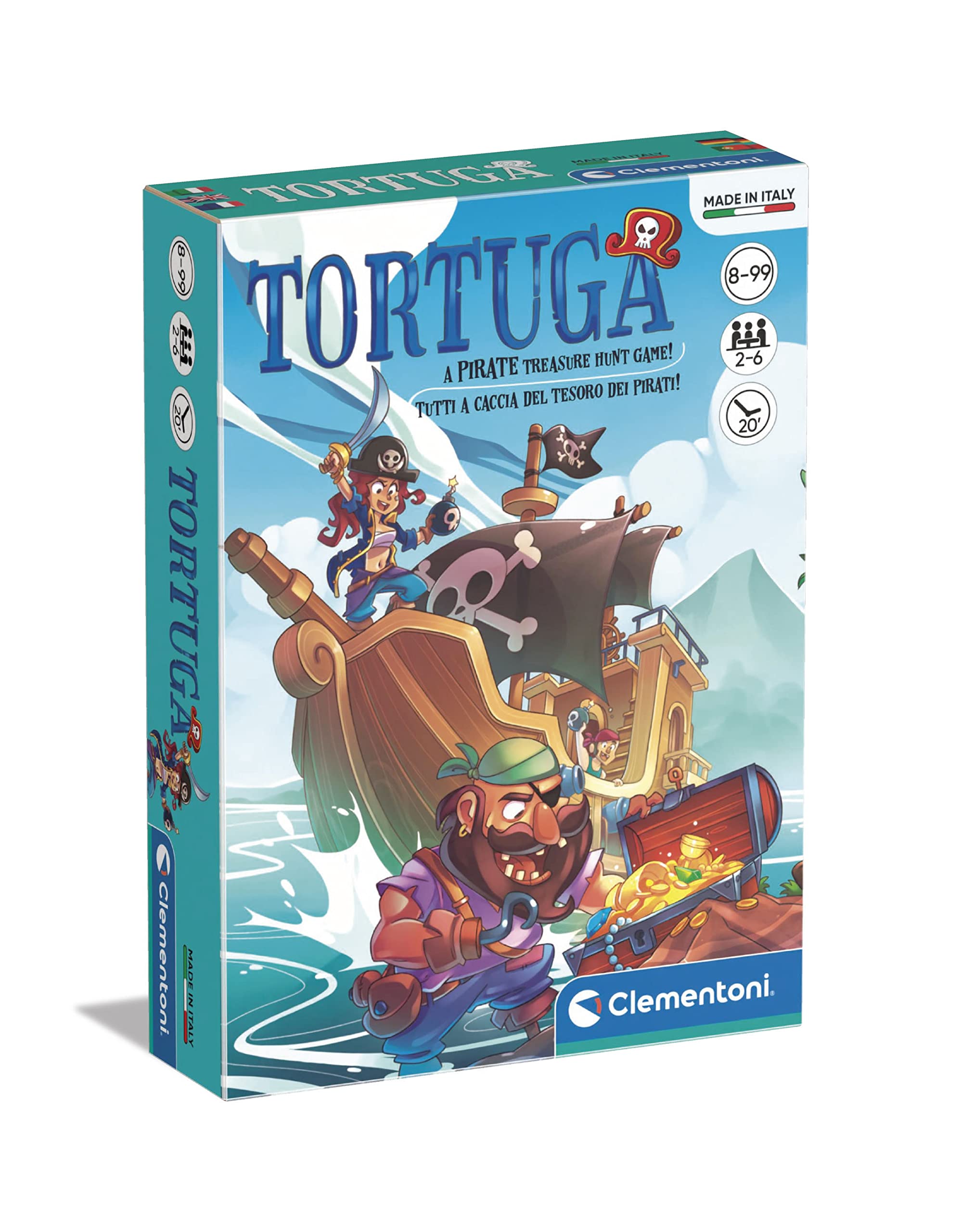 Clementoni 16567, Clementoni Pocket Games - Tortuga for Children and Adults, Ages 8 years Plus, multi-coloured