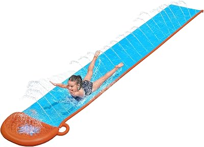 H20GO Single Water Slide, 4.88 m Inflatable Slip and Slide with Built-In Sprinklers