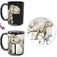 Zak Designs Jurassic World Dominion Movie Ceramic Color Changing Mug Set for Coffee, Tea, Breakfast or Dessert with Unique Heat Reactive Artwork (2-Piece, Non BPA)
