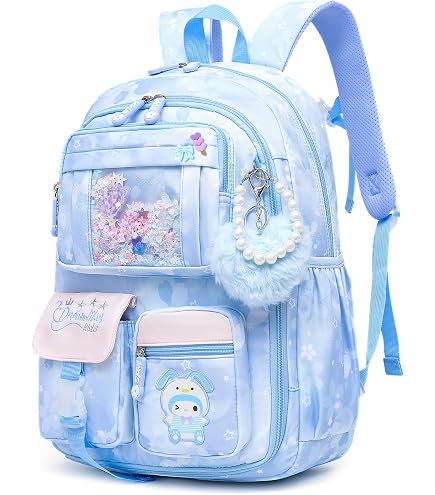 5Pcs Blue Kids School Backpack for Girls Laptop Bag Shoulders Bookbag Schoolbag for Students Teen Kids Daypacks Casual Travel Bag (Blue) : Electronics