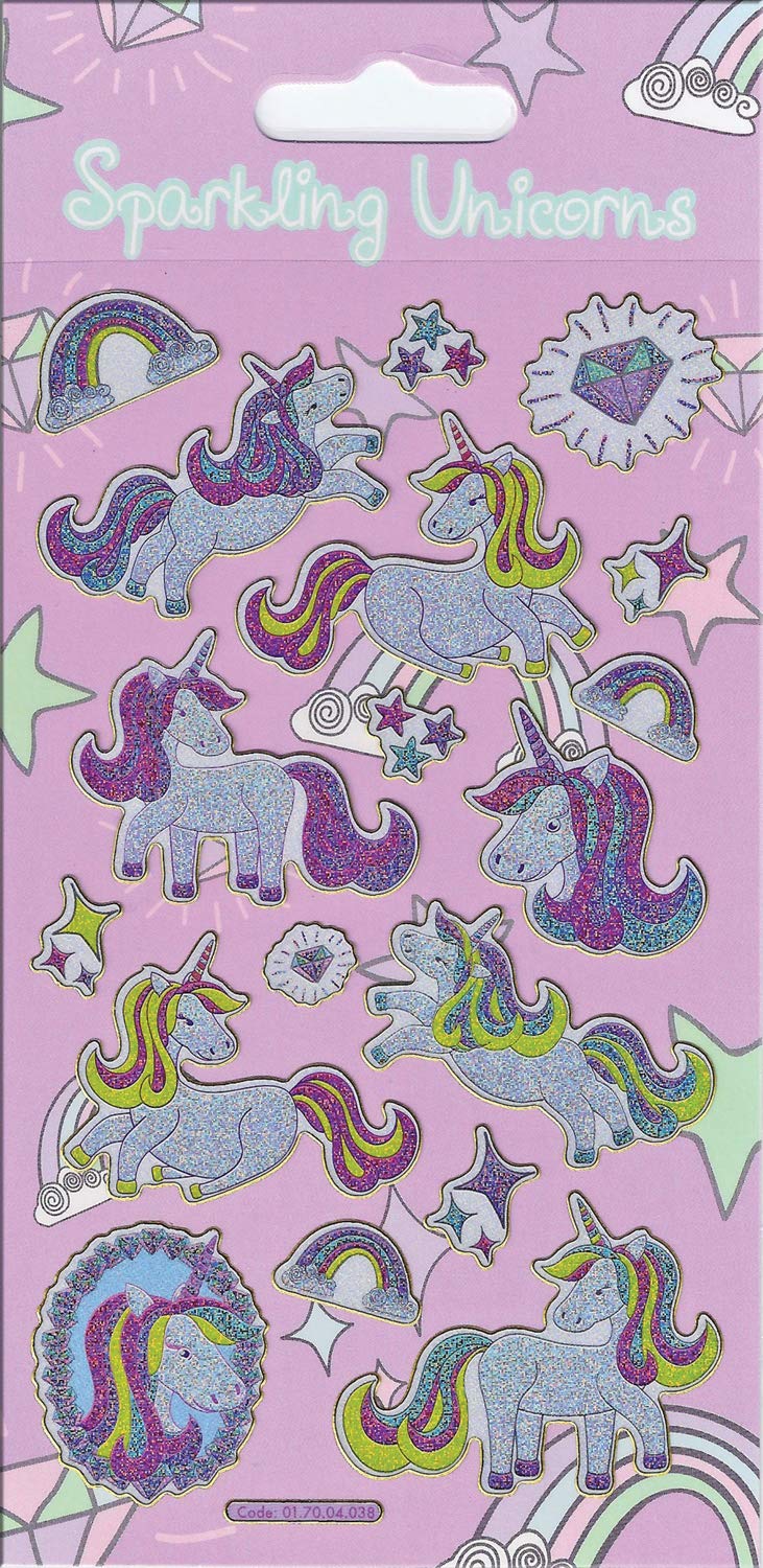 Unicorns Sparkly Reusable Stickers | Perfect for Craft Activities for Children and Adults | Reusable on Non-Porous Surfaces