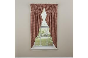 Park Designs Lined Red Sturbridge Gathered Swag 63''L