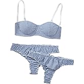 Aimedalis 1/2 Cup Cotton Sexy Lingerie Bra and Panty Sets For Women Matching Bralette Sets 3 Piece