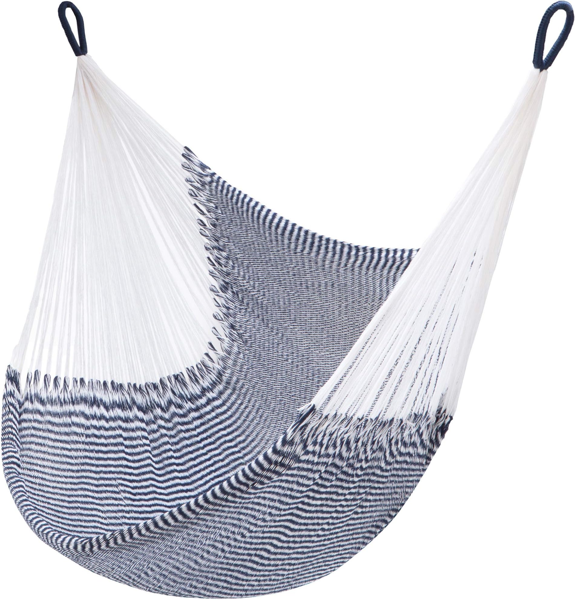 Yellow Leaf HammocksHandwoven Hanging Chair Hammock Swing, Eco-Luxe Weathersafe Hammocks, Vineyard Haven” Hammock, Navy Blue & White, Fits 1 Person (330 lbs)
