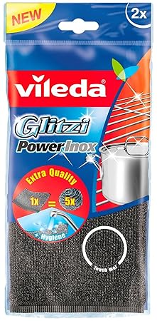 Vileda Glitzi Power Inox – Stahlschwamm speziell für hartnäckige Verschmutzungen, 2 Stück
