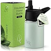 SIPX™ Kids 12 oz Insulated Water Bottle with Straw Lid – Leakproof Stainless Steel, BPA-Free, Easy to Carry – Perfect for School, Camp, Sports & Travel – Green