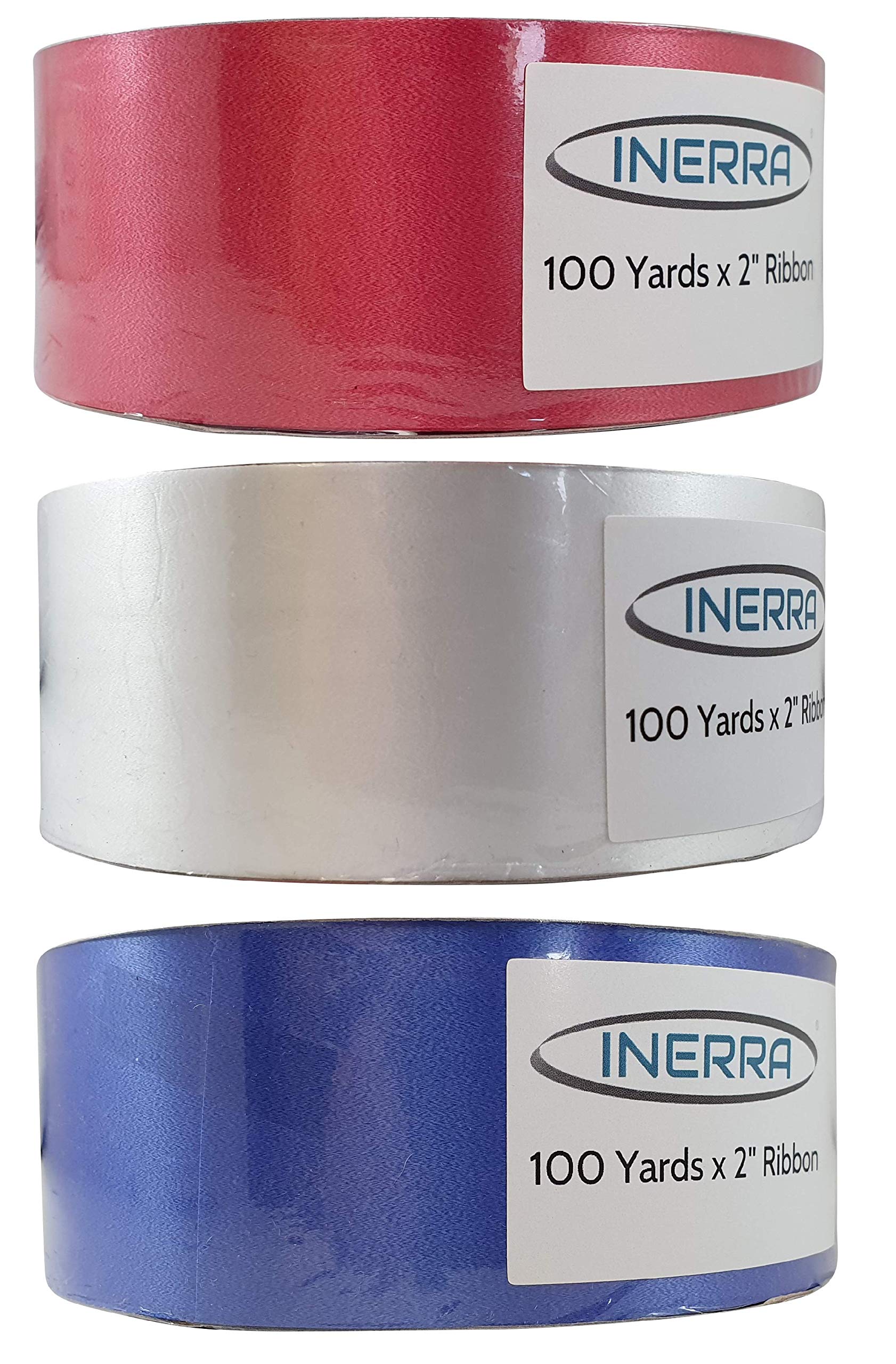 INERRA Ribbon Multipack - 3 x 100 Yard Rolls (Red, White and Royal Blue)