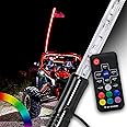 True Mods 5ft RGB LED Whip Light for UTV ATV [RF Wireless Remote] USA Flag Waterproof LED Lighted Whip CB Antenna Pole Stick for RZR Can-Am Polaris SxS 4x4 Quad Dune Buggy 4 Wheeler Accessories