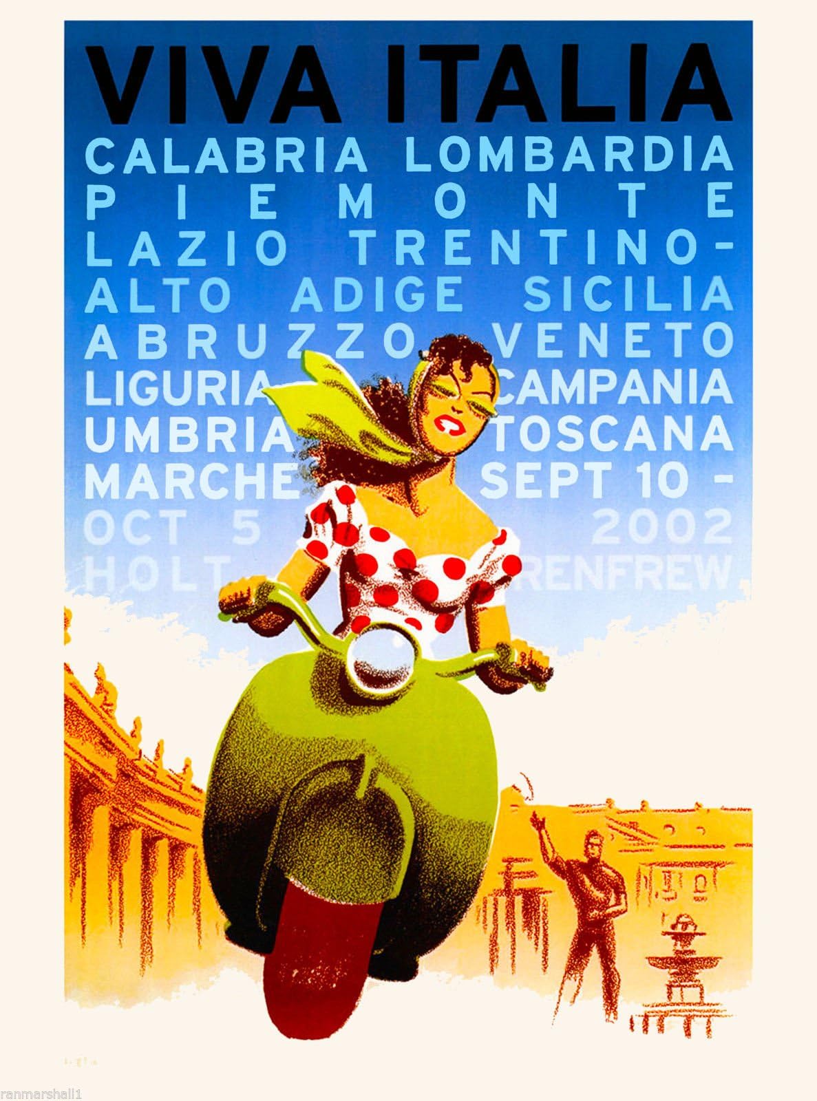 Magnet Italia Girl on Vespa Italy Italian European Europe Travel Advertisement Magnet