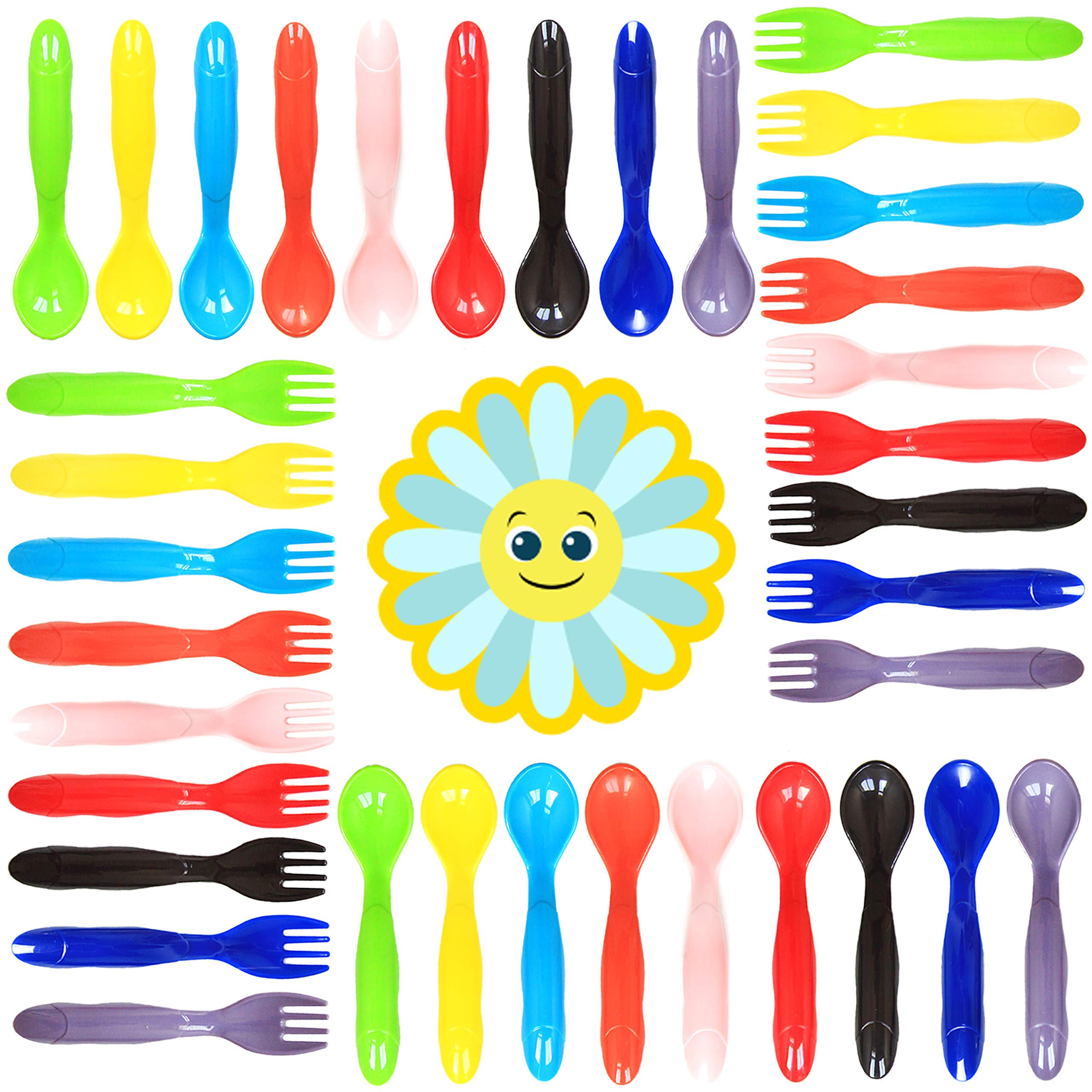 Photo 1 of Youngever 36 Pcs Plastic Toddler Utensils, Set of 18 in 9 Assorted Colors, Plastic Kids Forks Kids Spoons, Dishwasher Safe, Toddler Silverware, Kids Plastic Cutlery Set, 9 Assorted Colors