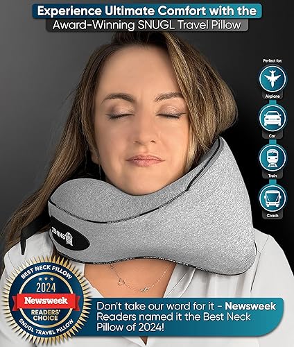 SNUGL Travel Pillow – Memory Foam Pillows Neck Pillow for