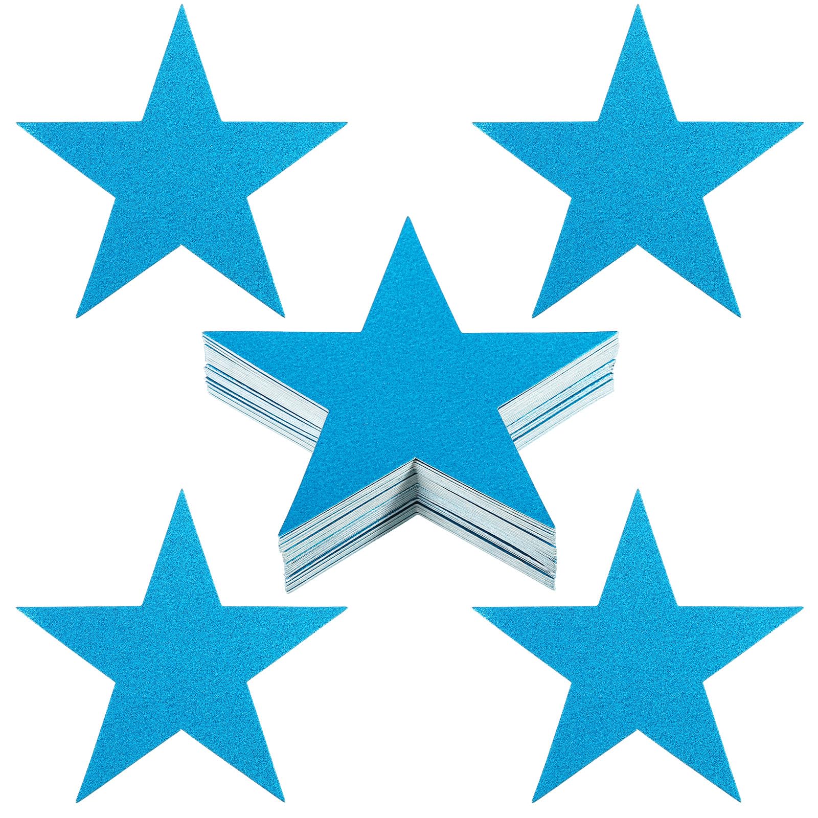PATIKIL Star Cutouts, 60 Pack Star Cutout Paper Stars for Classroom Decoration DIY Craft Project Bulletin Board Wall Poster, Blue