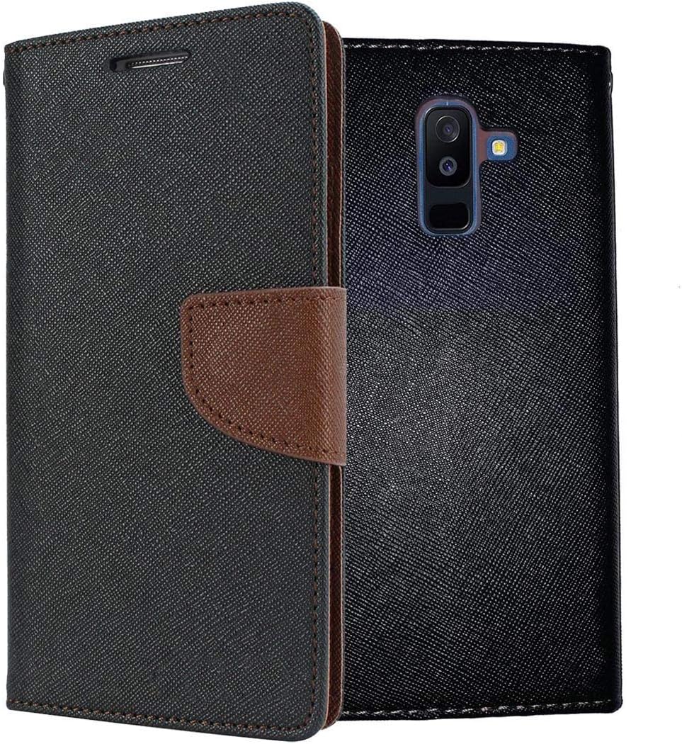 ORC Galaxy A8+ Flip Cover-Luxury Mercury Diary Wallet Style, with Magnetic Flip Cover for Samsung Galaxy A8+ (Plus) (Black:Brown)