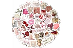 BulbaCraft 100Pcs Coquette Stickers - Coquette Aesthetic, Small Waterproof Coquette Sticker Sheets Pink for Phone Cases, Laptop - Coquette Room Decor Vintage, Coquette Accessories
