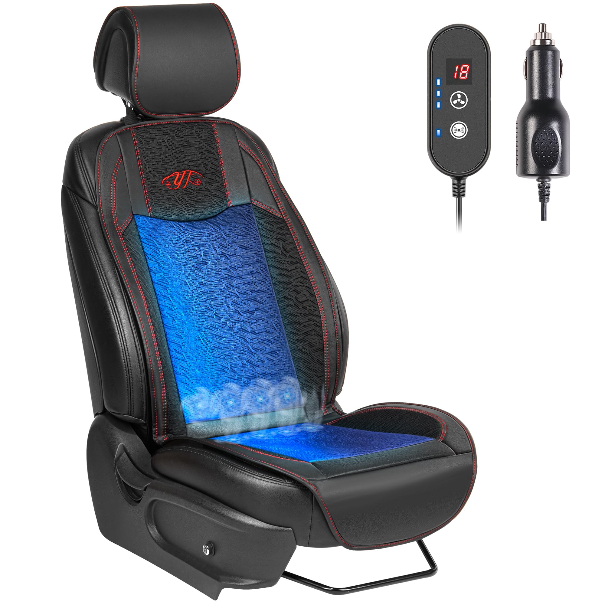 Photo 1 of Paffenery 1Pcs Cooling Car Seat Cover Front Seat, 12V-24V Ventilated Cooling Car Seat Cushion, Cooled Seat Cover for Car SUV Truck Universal Fit, Grace Black