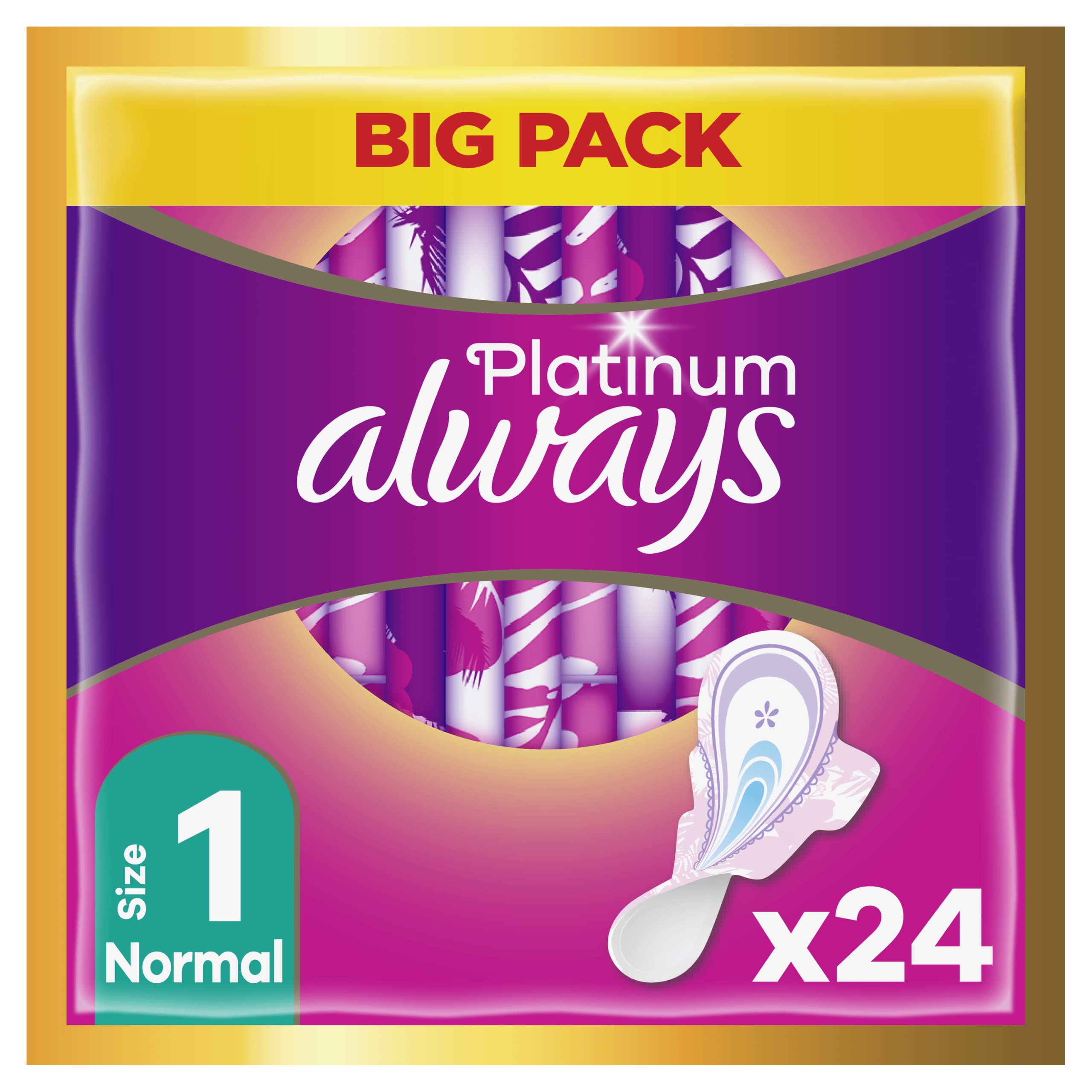 Always Platinum Normal Size 1 Sanitary Towels Wings VP 24ct