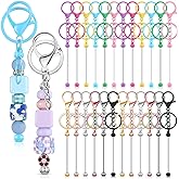 Tondiamo 24 Pcs Beadable Keychain Bars Bulk Beads for Keychain Making Kit Gifts for Women Men DIY Crafts(Multicolor)
