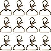 AUEAR, 20 Pack 1 Inch Trigger Snap Hooks Push Gate Swivel Lobster Claw Clasps Clips for Strap Antique Brass (Brown)