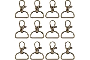 AUEAR, 20 Pack 1 Inch Trigger Snap Hooks Push Gate Swivel Lobster Claw Clasps Clips for Strap Antique Brass (Brown)