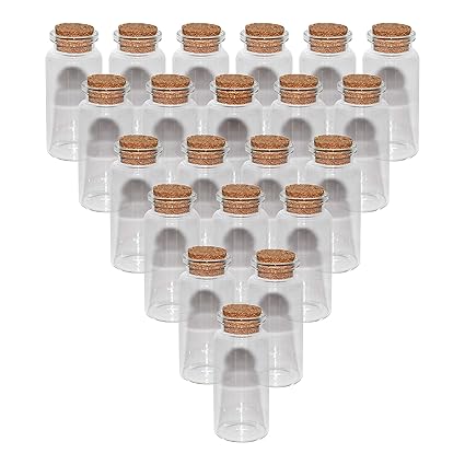 Glasfläschchen mit Korken (36 Stück) - 20ml kleine Glasflaschen im Antik Stil - Fläschchen mit Korken für Öl, Parfüm - Hochze