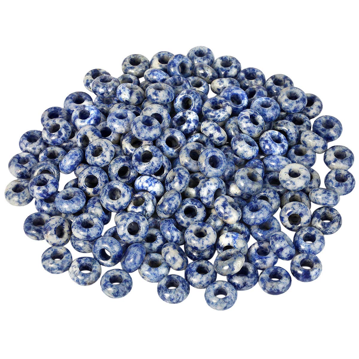 KYEYGWO Sodalite Large Hole Polished Stone Loose Beads for Jewelry Making, Rondelle Gemstone Beads for European Charm Bracelet, Pack of 20