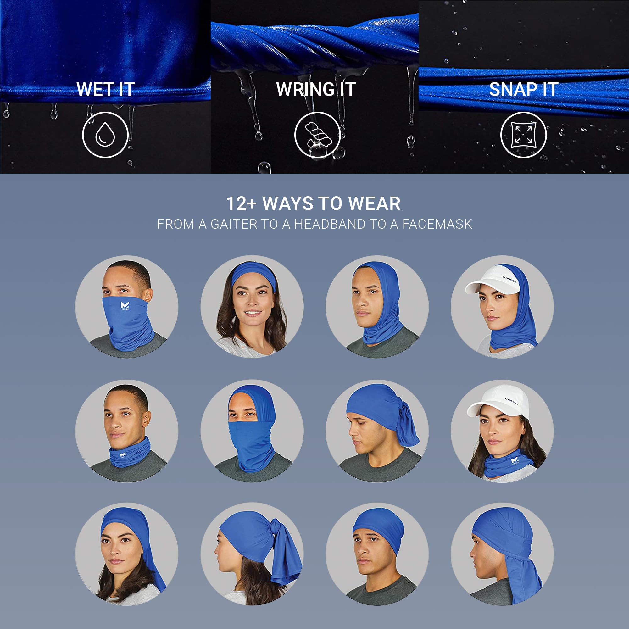 MISSION Cooling Neck Gaiter, Men and Womens All Weather Neck Gaiters